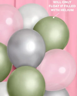Discount xo, Fetti Sage Green & Chrome Latex Balloons
