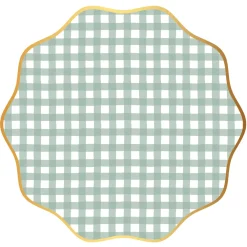 Clearance Bonjour Fete Sage Green Gingham Dinner Plates