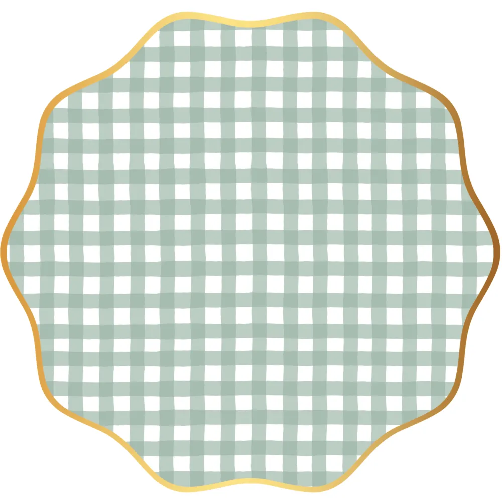 Clearance Bonjour Fete Sage Green Gingham Dinner Plates