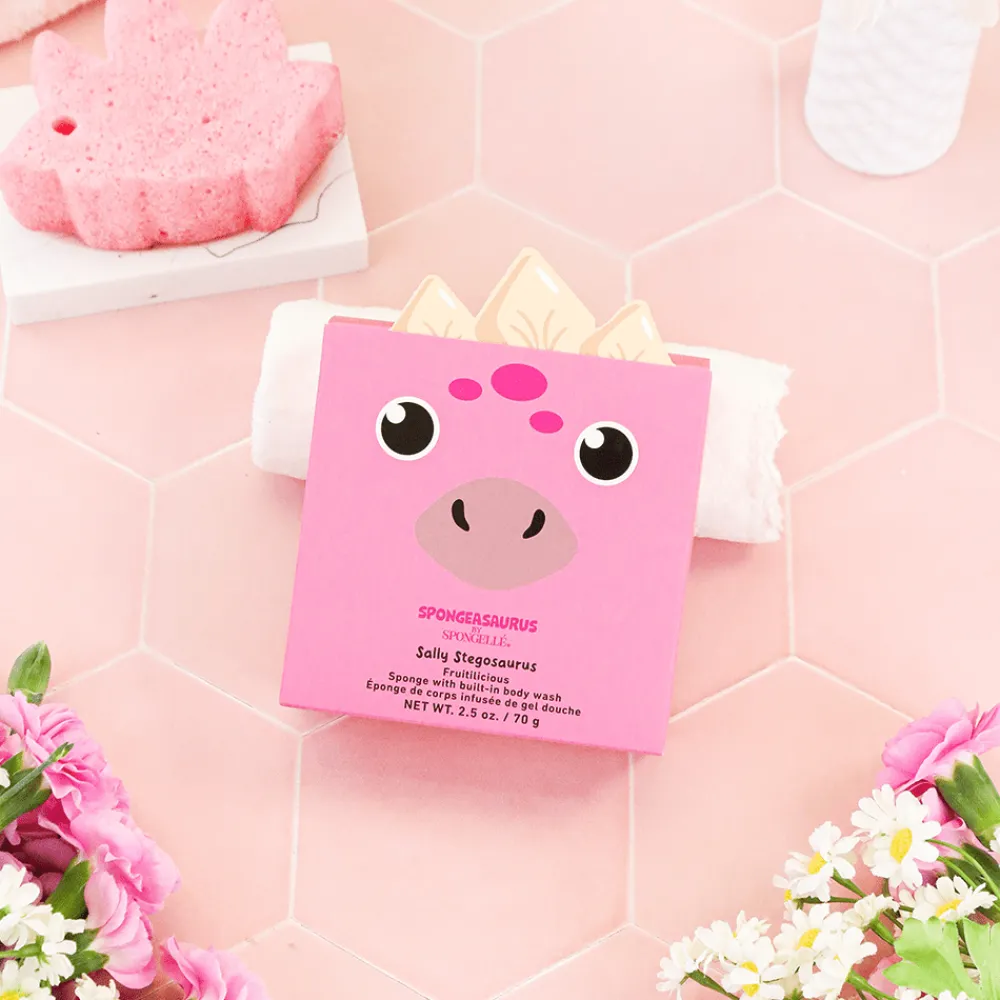 Clearance Spongellé Sally Stegosaurus Shower Buffer Sponge