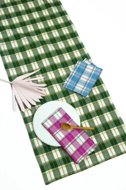 Online Archive New York San Andres Gingham Forest & White Table Runner