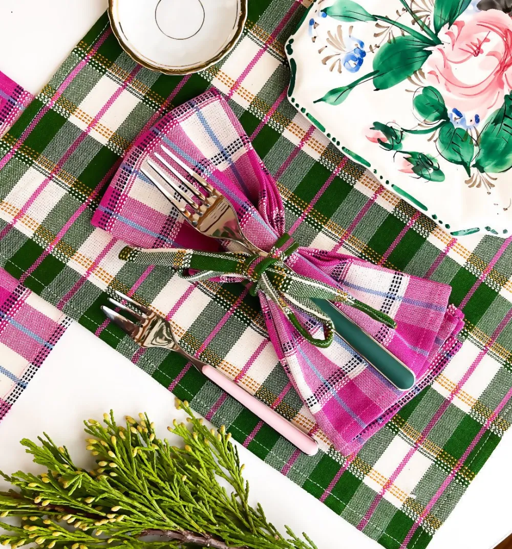 Discount Archive New York San Andres Gingham Forest & White Placemat