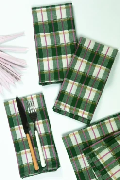 Clearance Archive New York San Andres Gingham Forest & White Napkins