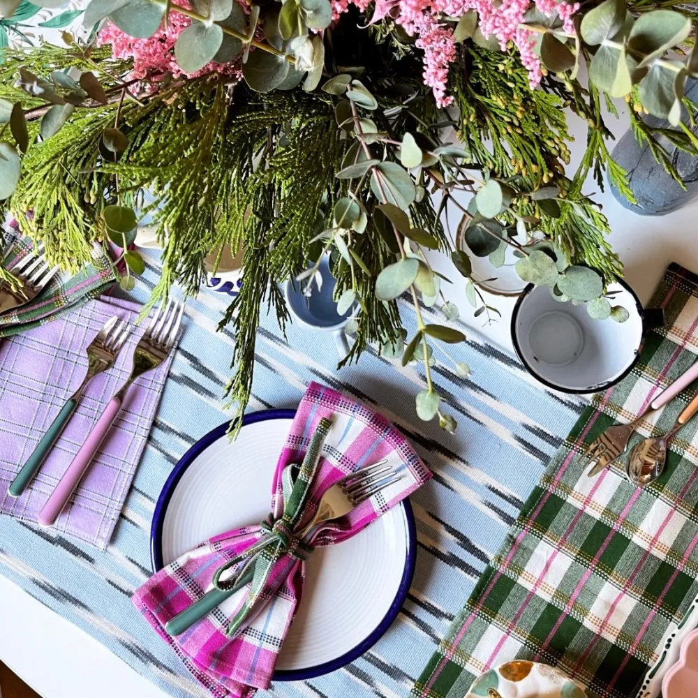 Clearance Archive New York San Andres Gingham Forest & White Napkins