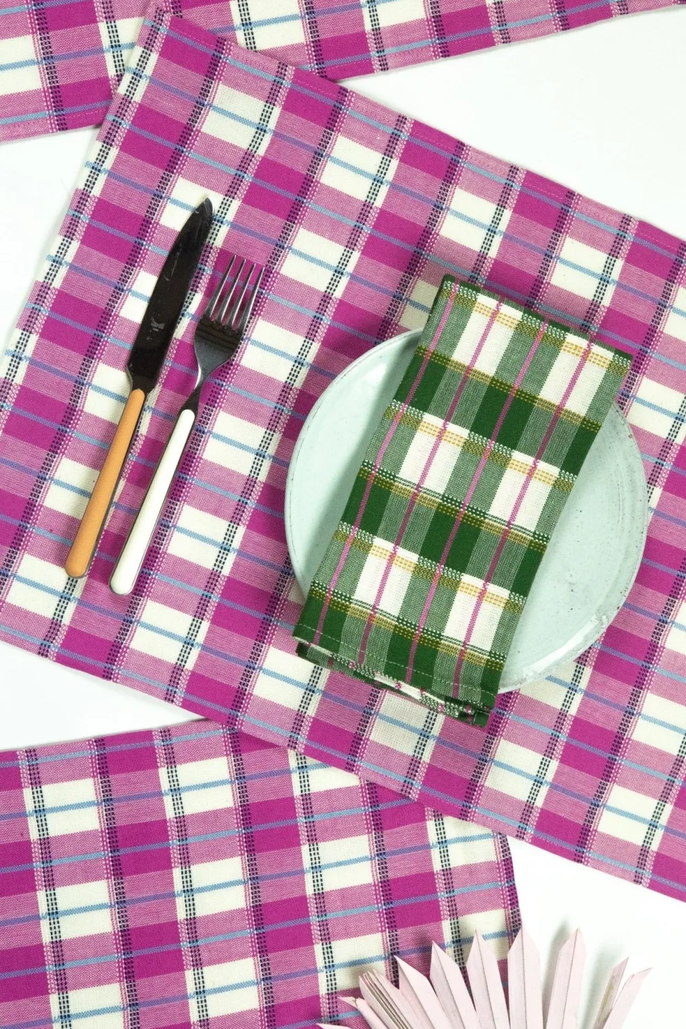 Clearance Archive New York San Andres Gingham Forest & White Napkins