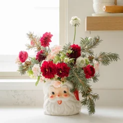 Outlet December Diamonds Santa Head Vase Container