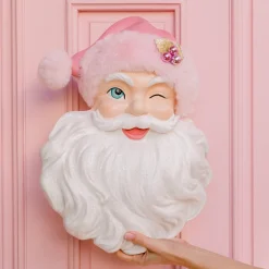 Raz Santa with Pink Hat Wall Decor