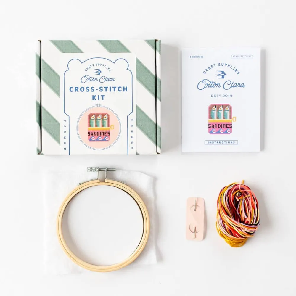 Best Cotton Clara Craft Kits & Supplies Sardines Cross Stitch Kit
