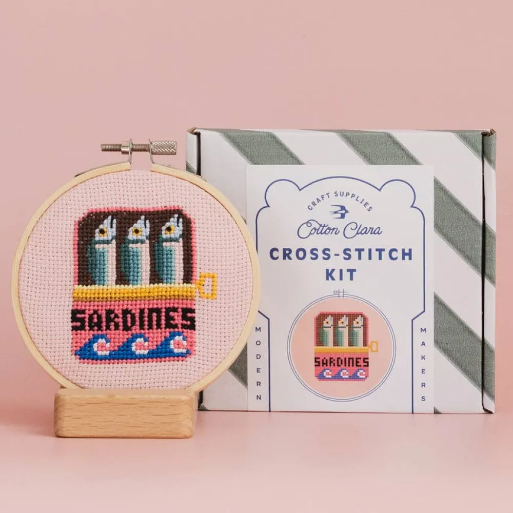 Best Cotton Clara Craft Kits & Supplies Sardines Cross Stitch Kit