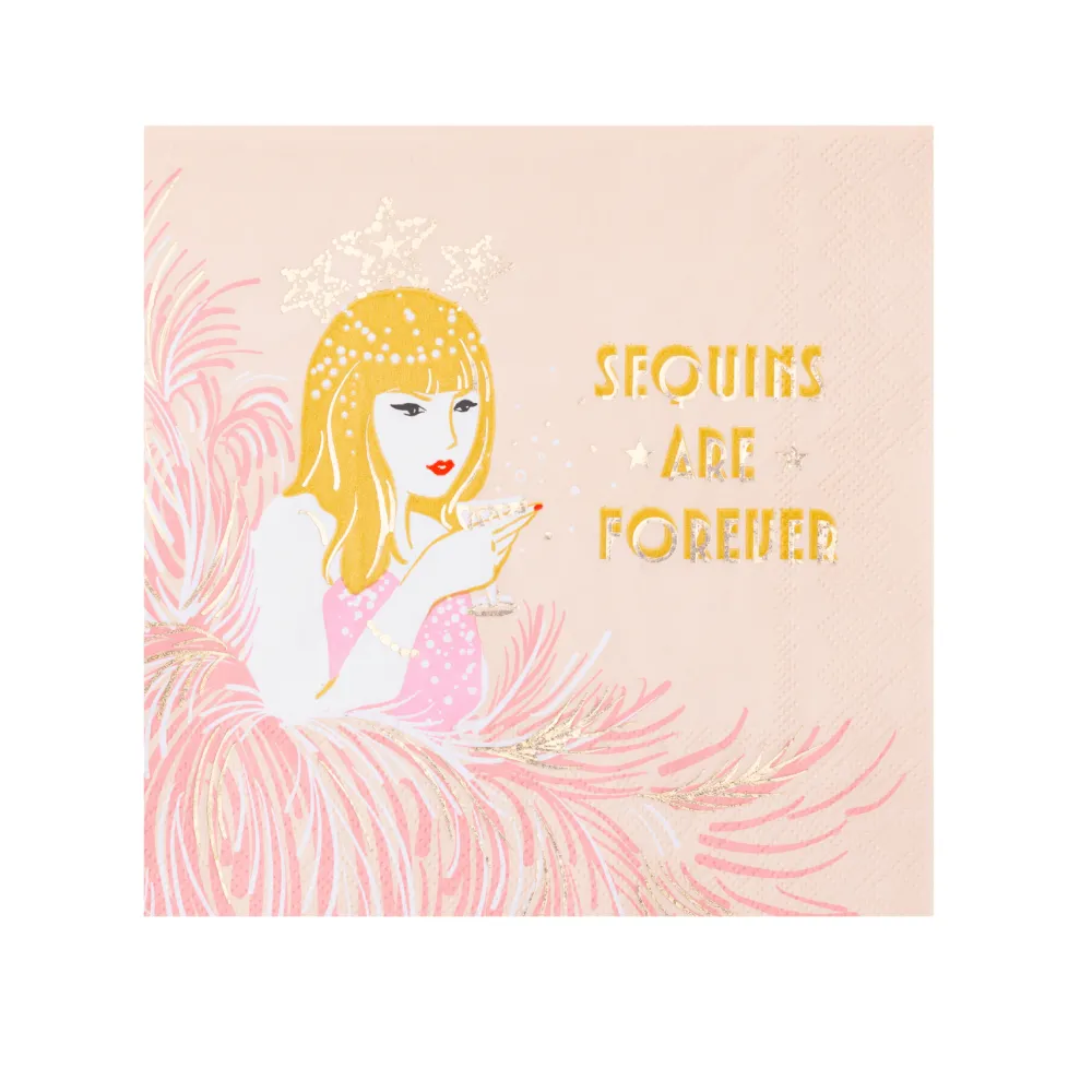 New Bonjour Fete Sequin Showgirl Large Napkins