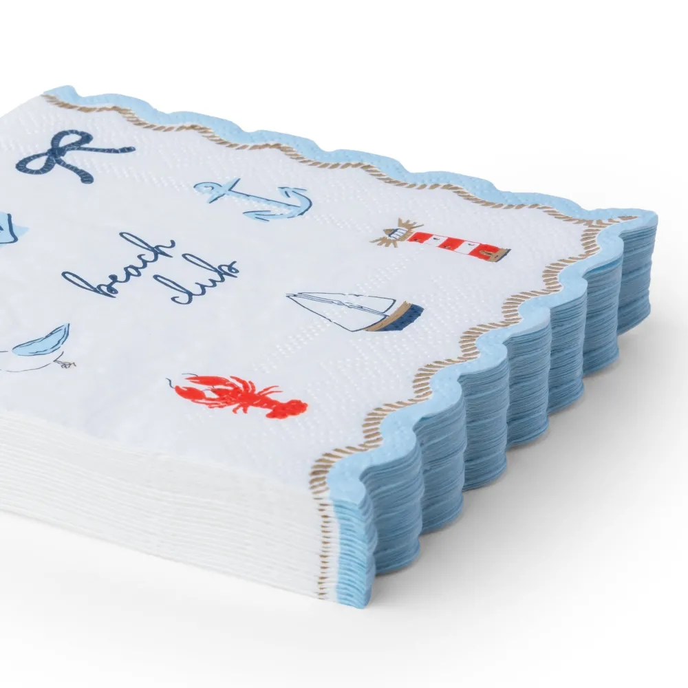 New Bonjour Fete Set Sail Beach Club Cocktail Napkins
