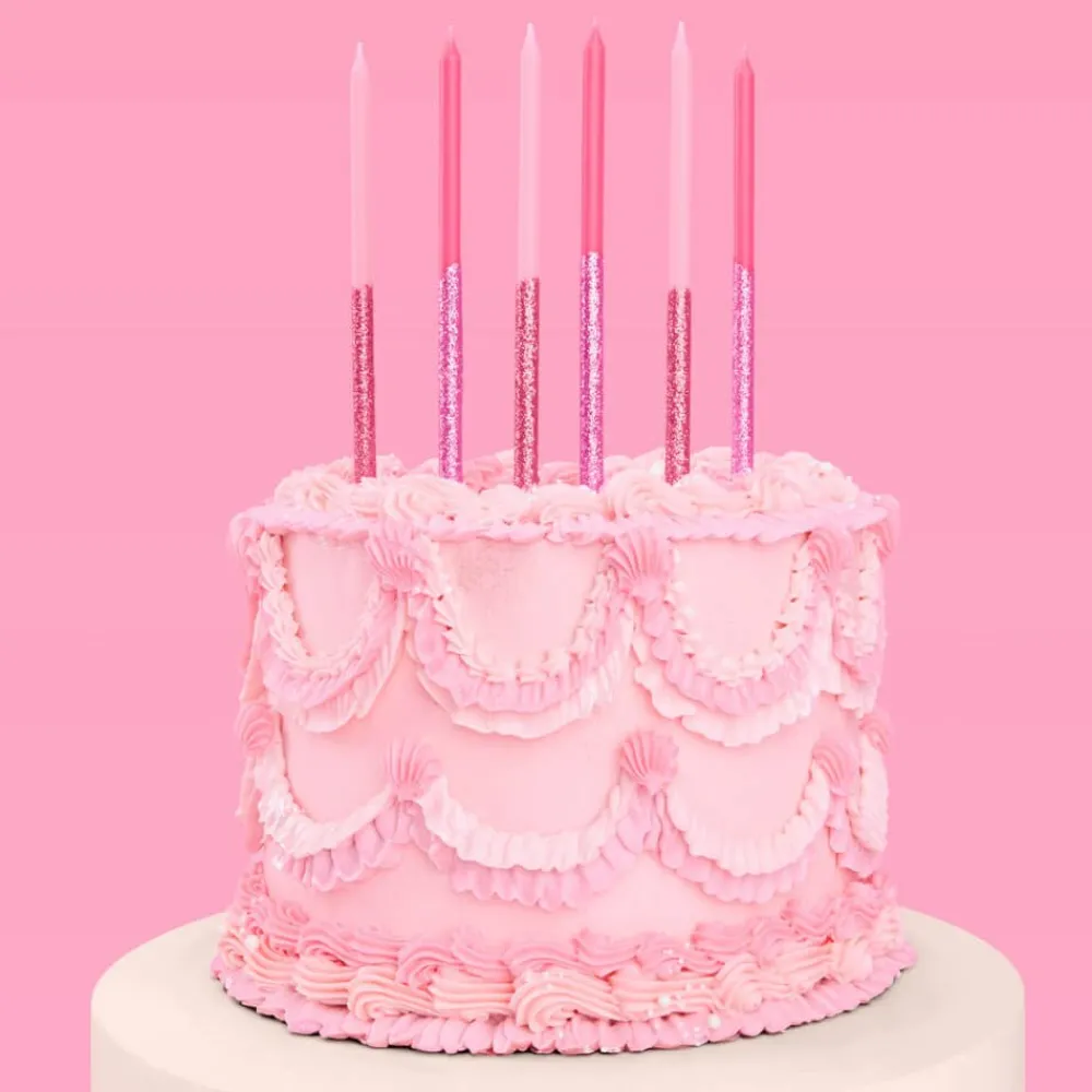 Hot xo, Fetti Shades of Pink Glitter Birthday Candles