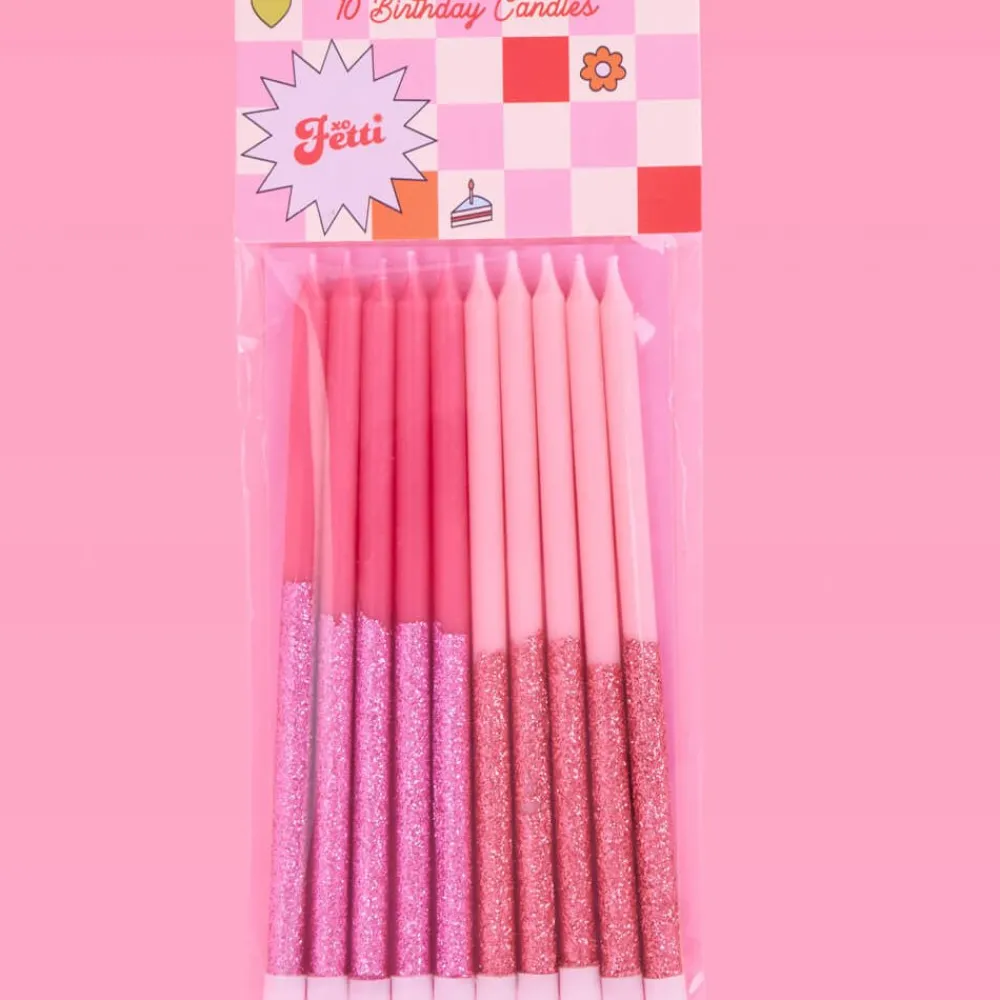 Hot xo, Fetti Shades of Pink Glitter Birthday Candles