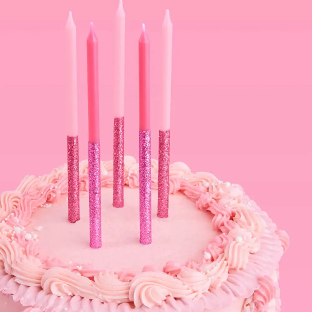Hot xo, Fetti Shades of Pink Glitter Birthday Candles