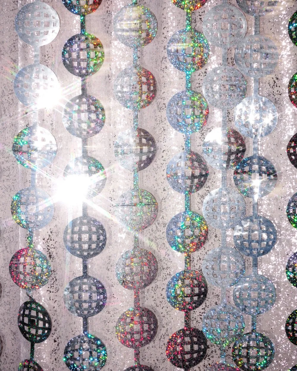 New xo, Fetti Silver Disco Ball Curtain Backdrop