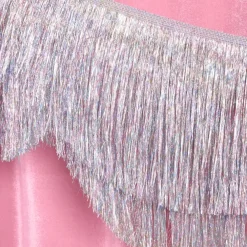 Outlet xo, Fetti Silver Iridescent Fringe Scalloped Banner