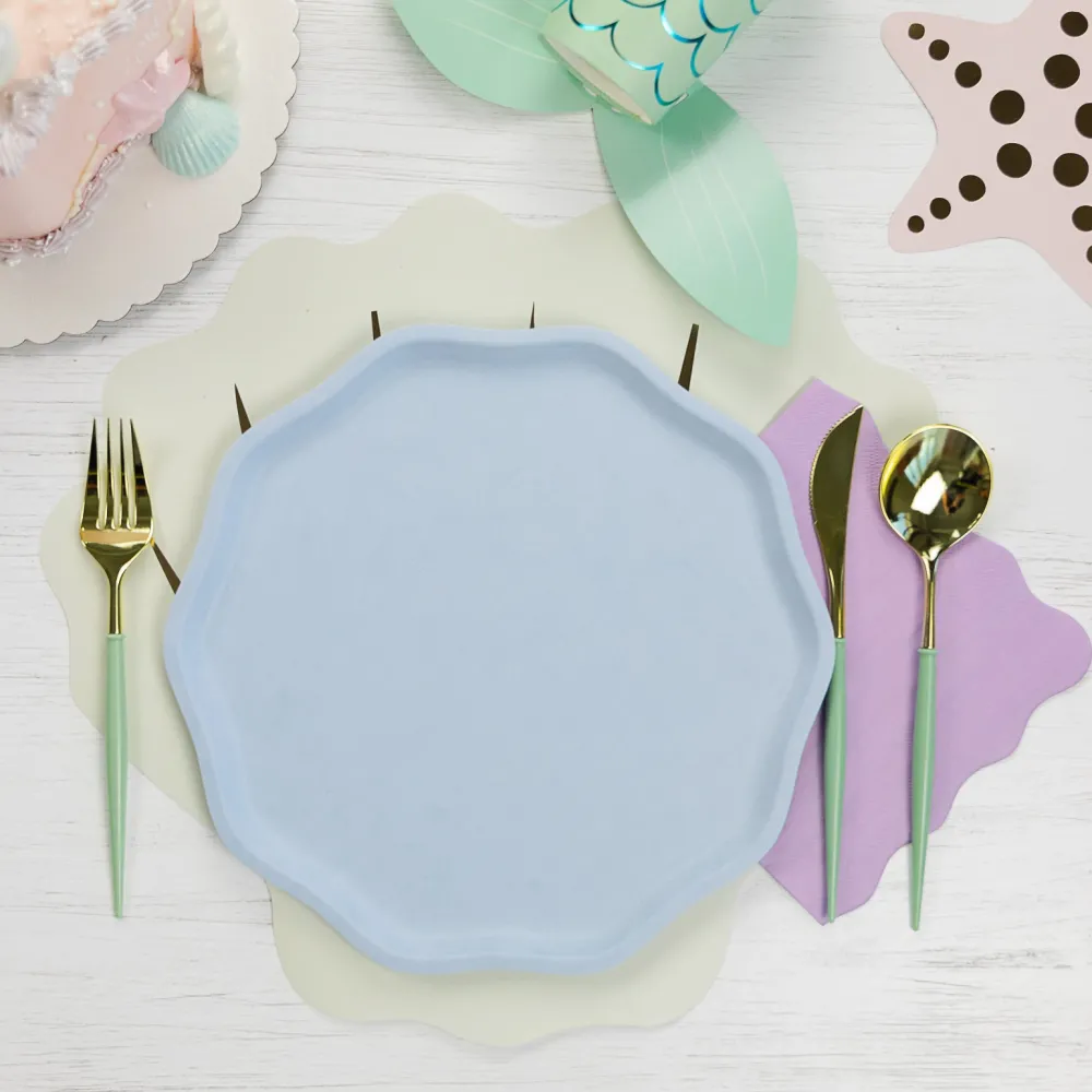 Hot Bonjour Fete Sky Blue Compostable Dinner Plates