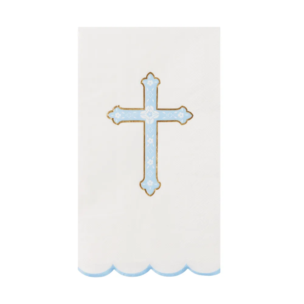 Bonjour Fete Sky Blue Cross Guest Towels