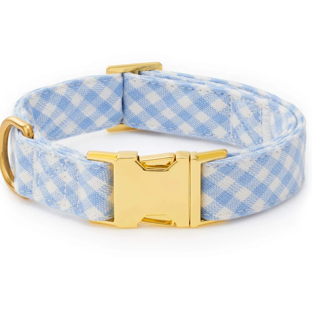 The Foggy Dog Sky Blue Gingham Dog Collar