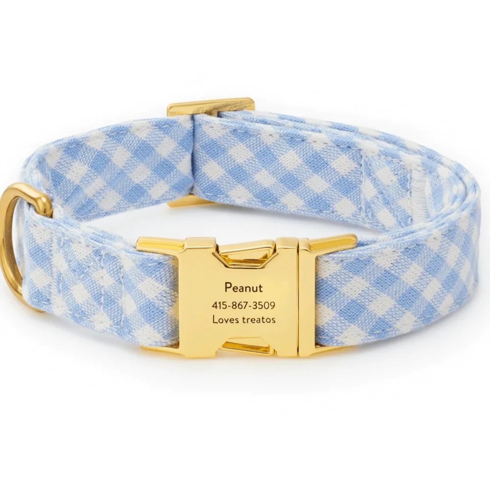 The Foggy Dog Sky Blue Gingham Dog Collar