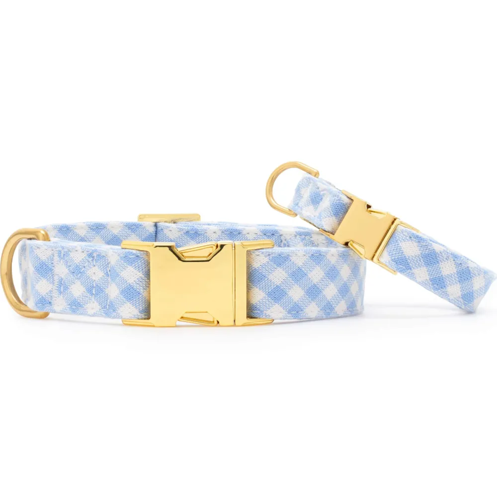 The Foggy Dog Sky Blue Gingham Dog Collar