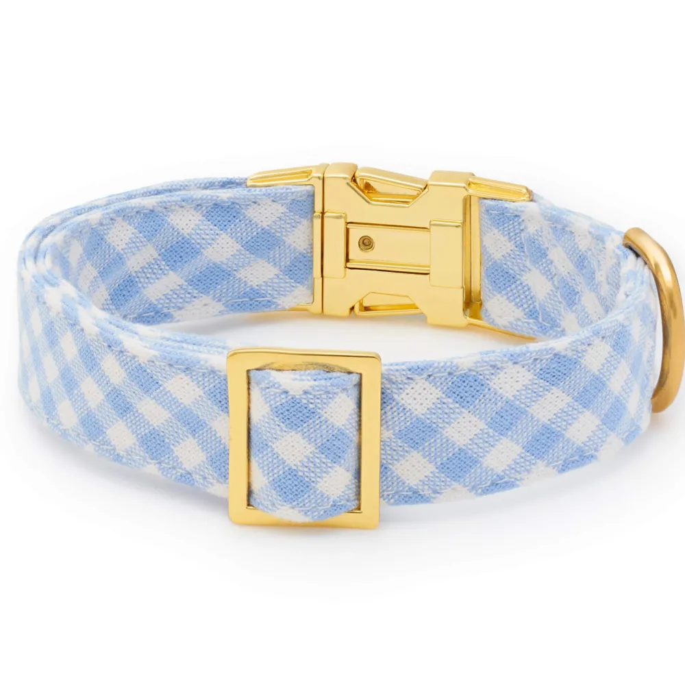 The Foggy Dog Sky Blue Gingham Dog Collar
