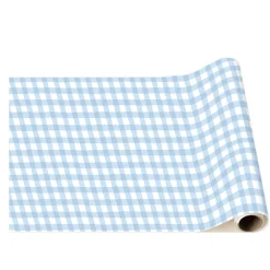 Online Bonjour Fete Sky Blue Gingham Table Runner
