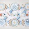 New Bonjour Fete Sky Blue Signature Bow Heart Large Napkins