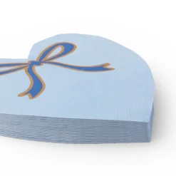 New Bonjour Fete Sky Blue Signature Bow Heart Large Napkins
