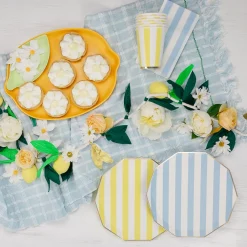 Bonjour Fete Sky Blue Signature Cabana Stripe Plates