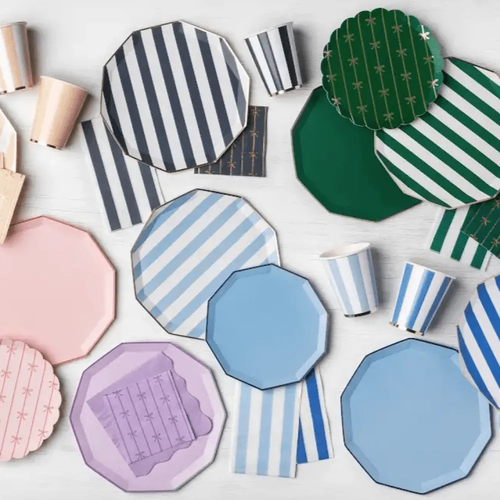 Best Bonjour Fete Sky Blue Signature Cabana Stripe Cups