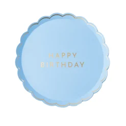 New Bonjour Fete Sky Blue Signature Happy Birthday Small Plates
