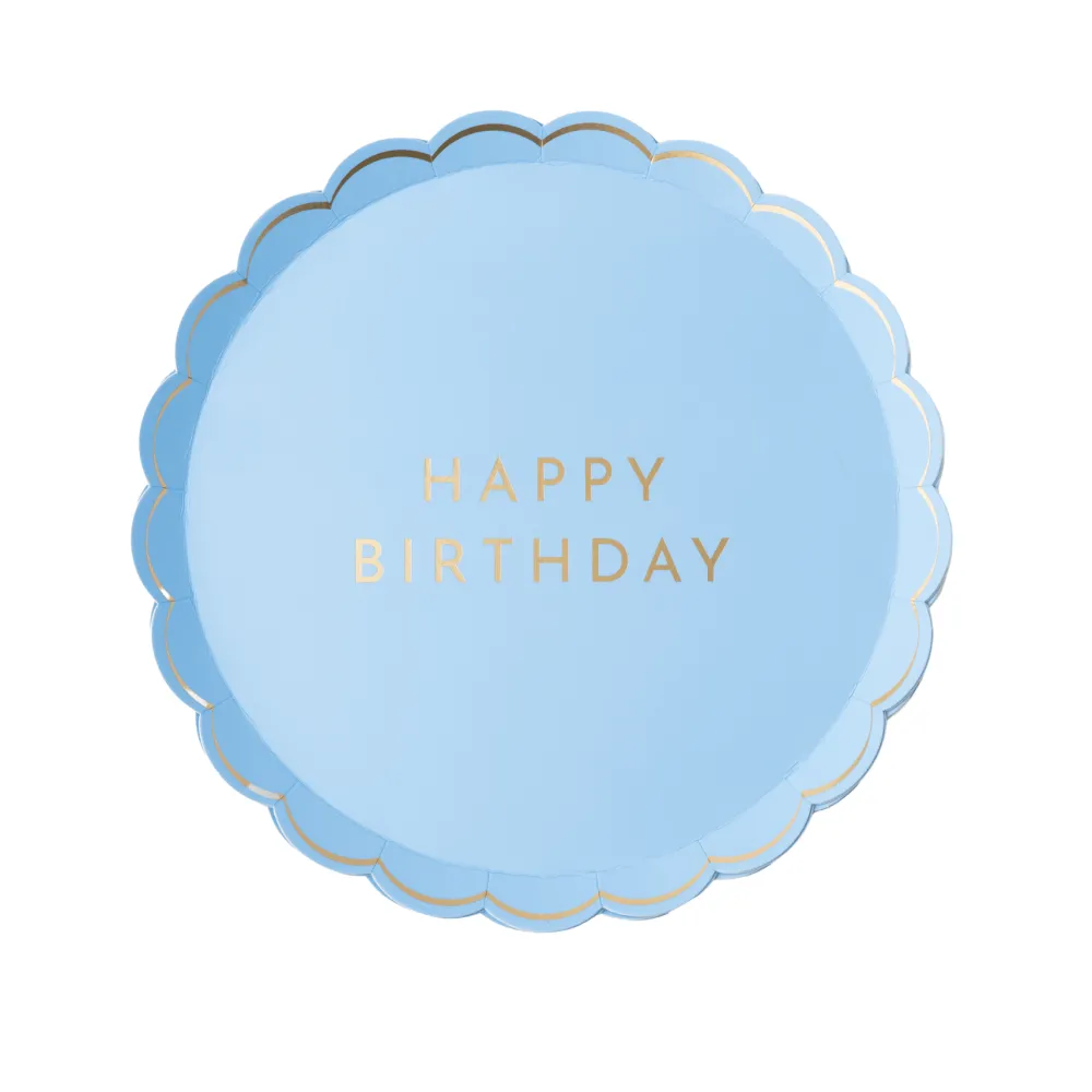 New Bonjour Fete Sky Blue Signature Happy Birthday Small Plates