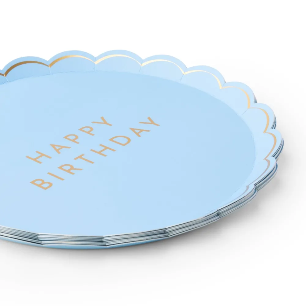 New Bonjour Fete Sky Blue Signature Happy Birthday Small Plates
