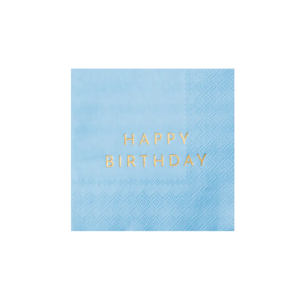Discount Bonjour Fete Sky Blue Signature Happy Birthday Cocktail Napkins