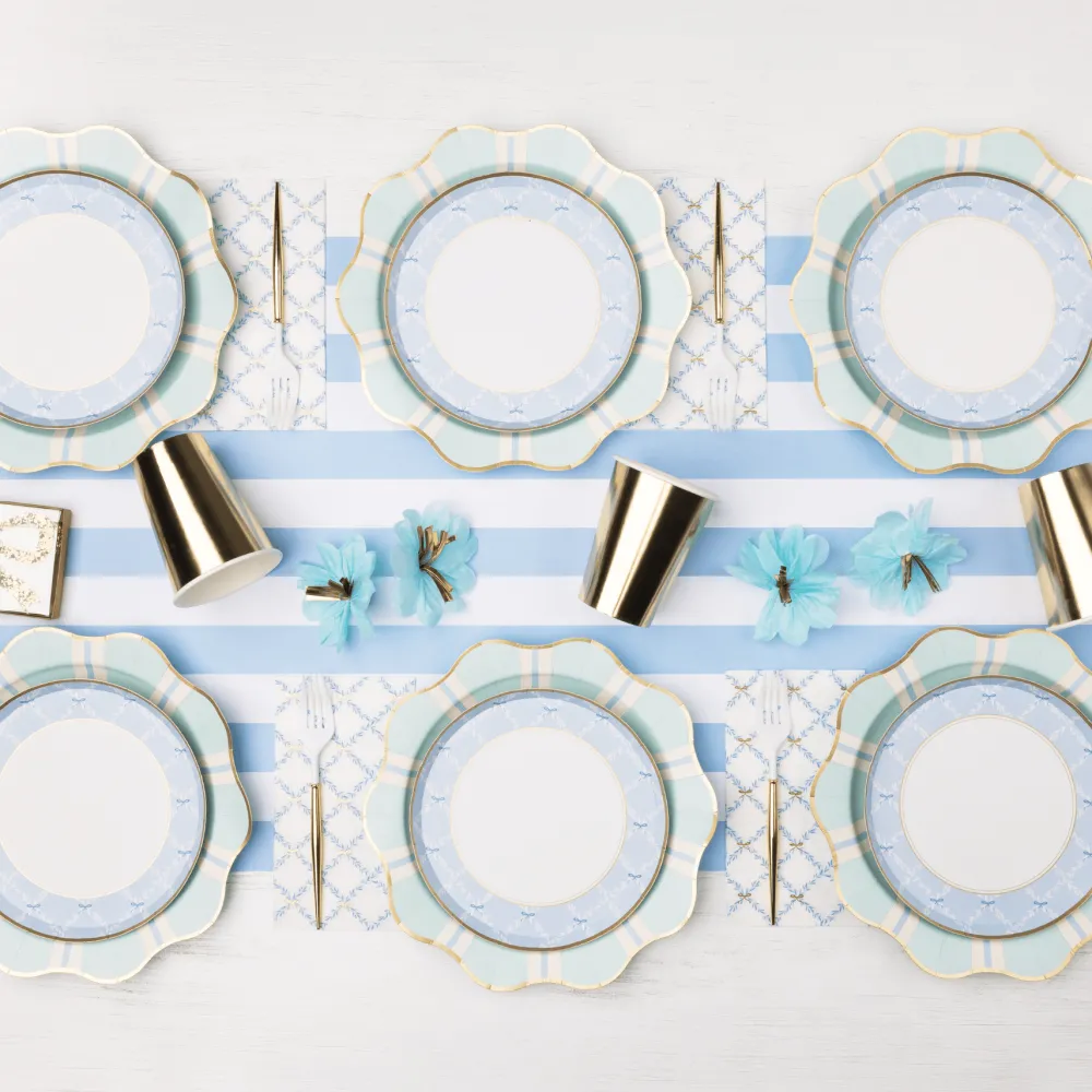 Hot Bonjour Fete Sky Blue Trellis Small Plates