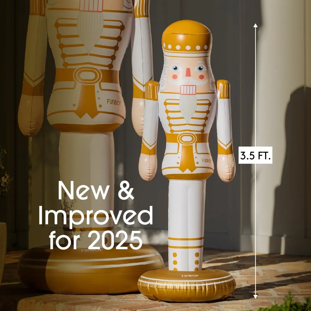 Outlet Funboy Small Inflatable White & Gold Nutcracker