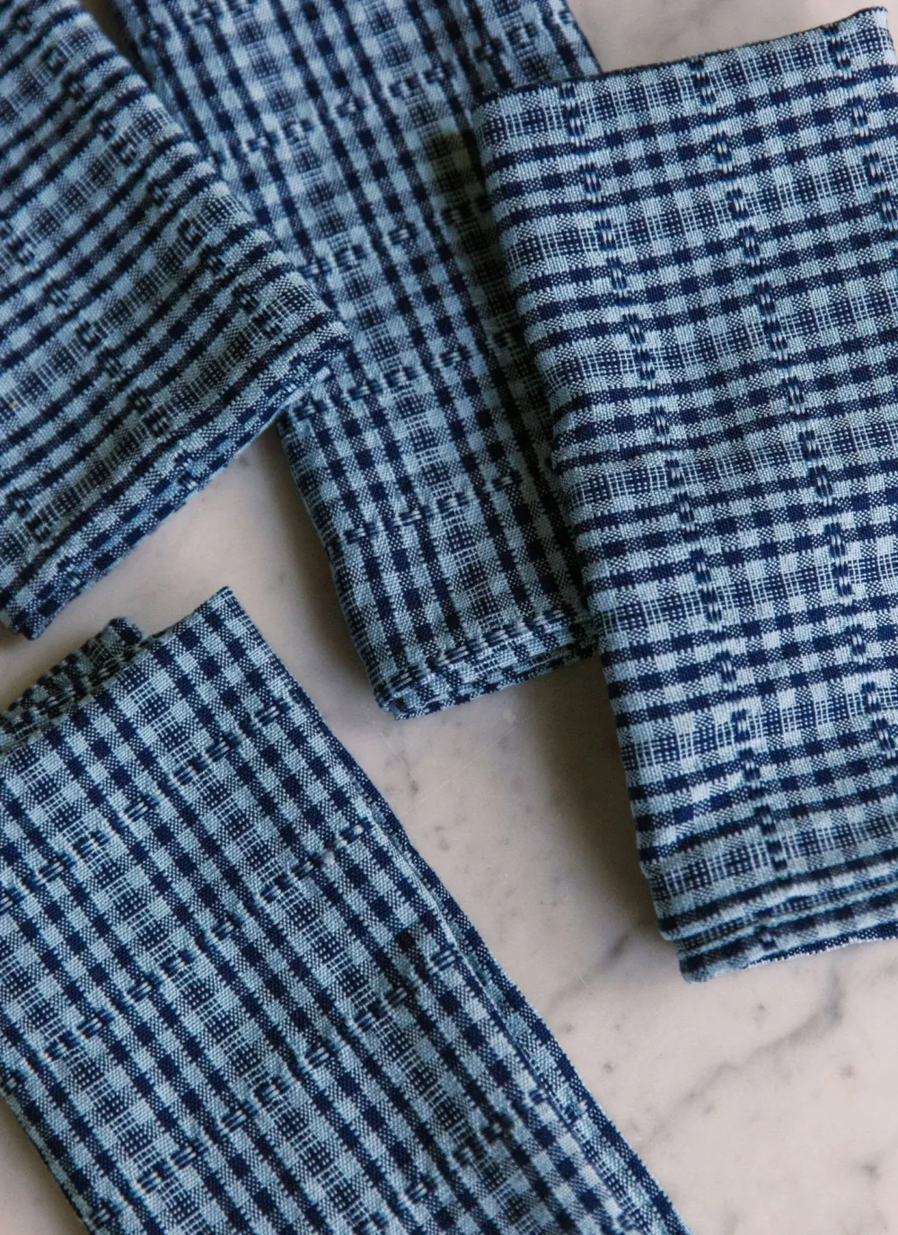 Heather Taylor Home Soho Two Toned Indigo Blue Napkins