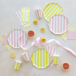 Hot Bonjour Fete Soleil Yellow Signature Cabana Stripe Plates