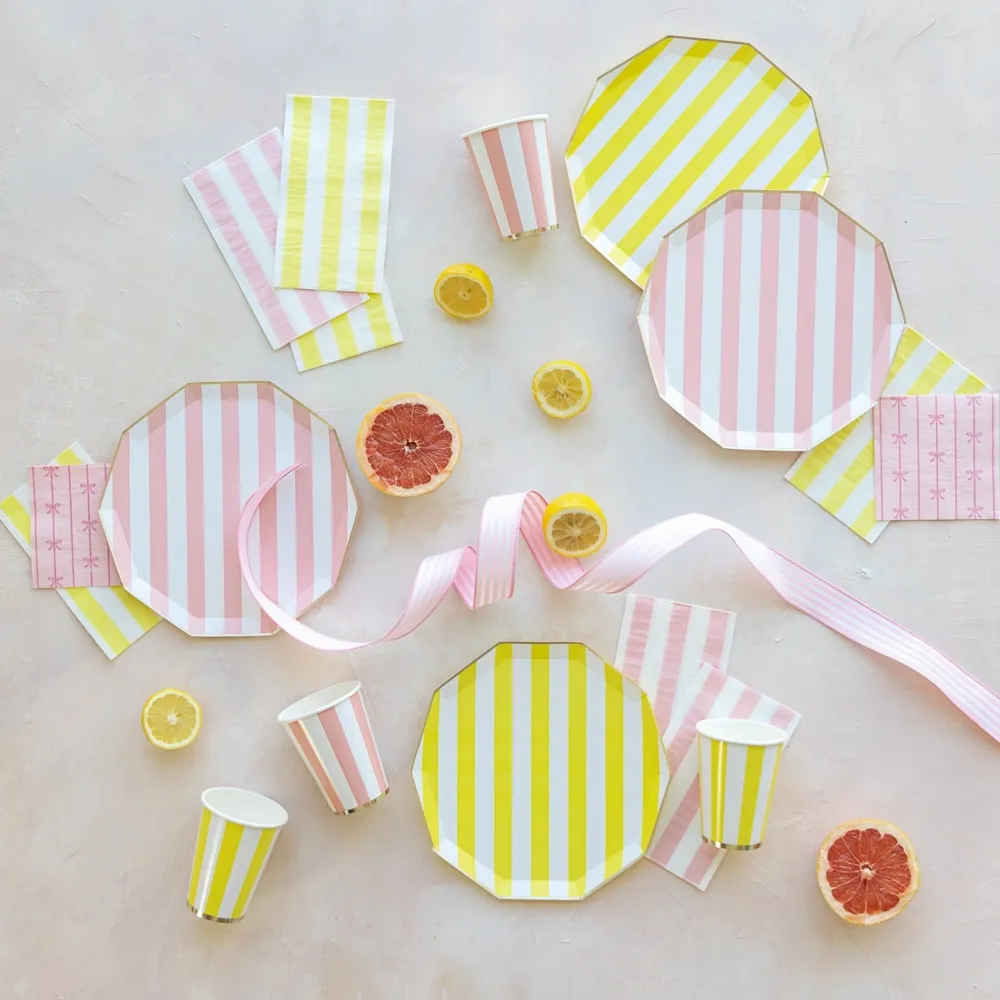 Hot Bonjour Fete Soleil Yellow Signature Cabana Stripe Plates