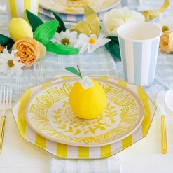 Hot Bonjour Fete Soleil Yellow Signature Cabana Stripe Plates