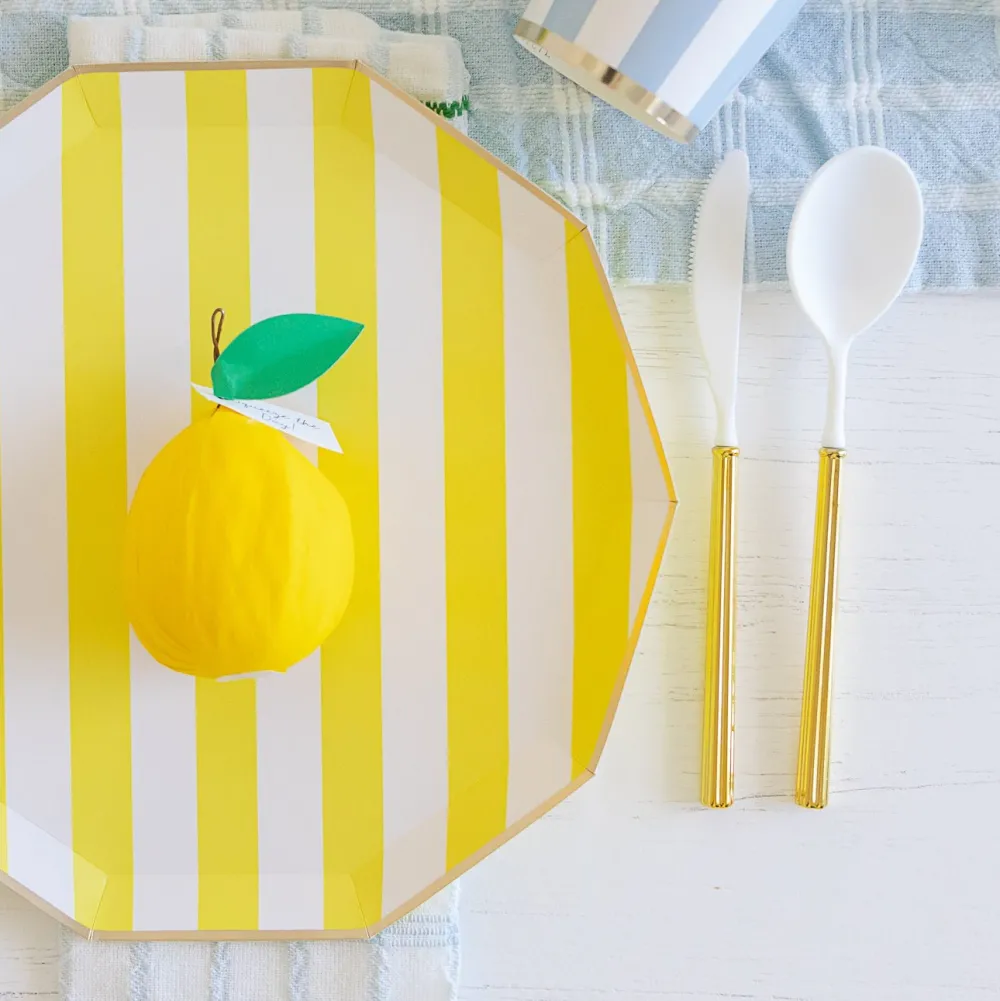 Hot Bonjour Fete Soleil Yellow Signature Cabana Stripe Plates