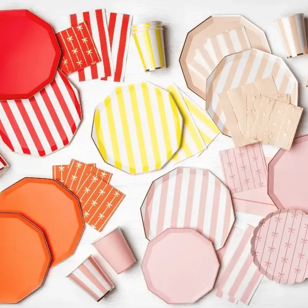 Hot Bonjour Fete Soleil Yellow Signature Cabana Stripe Plates