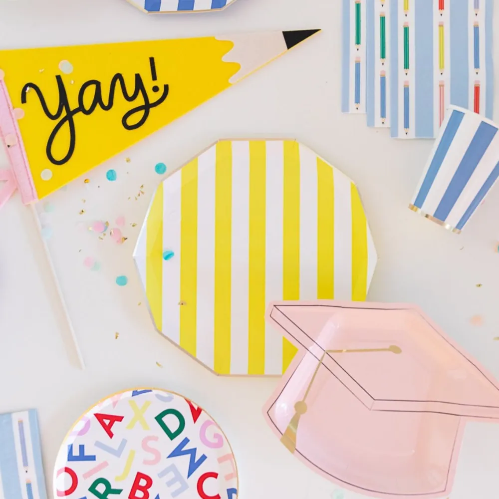 Hot Bonjour Fete Soleil Yellow Signature Cabana Stripe Plates