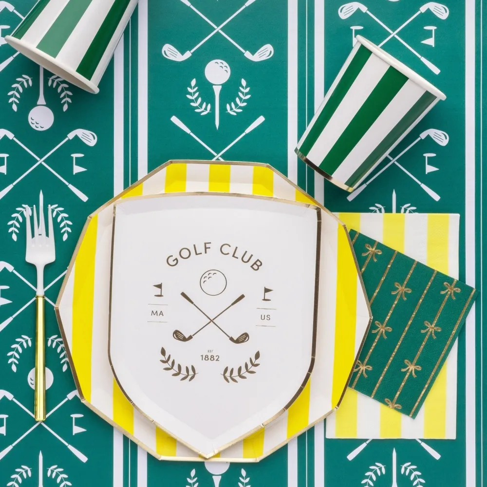 Hot Bonjour Fete Soleil Yellow Signature Cabana Stripe Plates