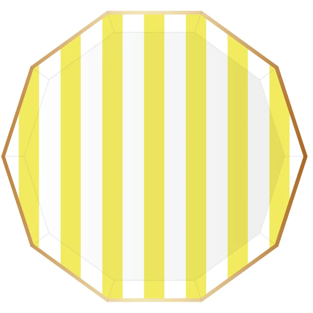 Hot Bonjour Fete Soleil Yellow Signature Cabana Stripe Plates