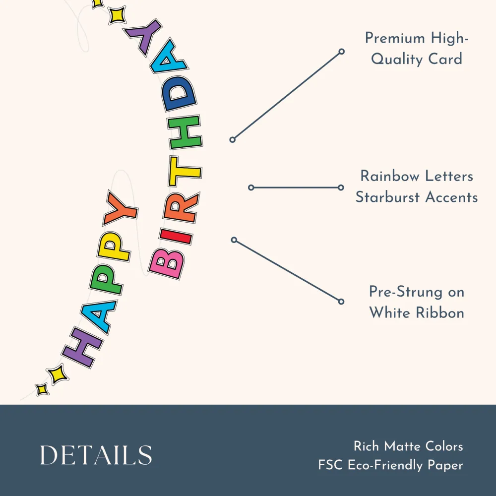 Outlet Bonjour Fete Sprinkles & Smiles Rainbow Happy Birthday Banner