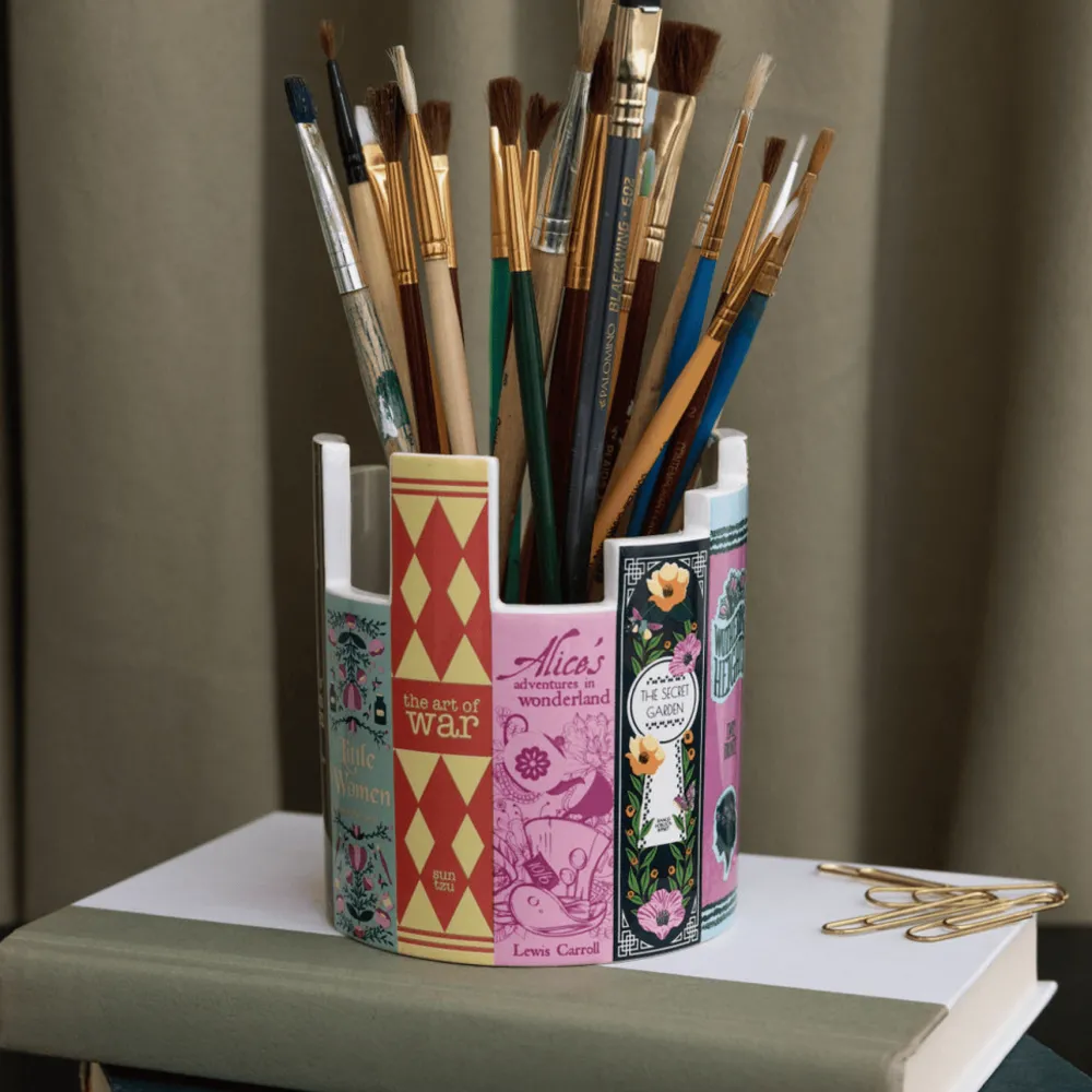 Clearance Steel Mill Gifts Stack of Classics Ceramic Desk Pot