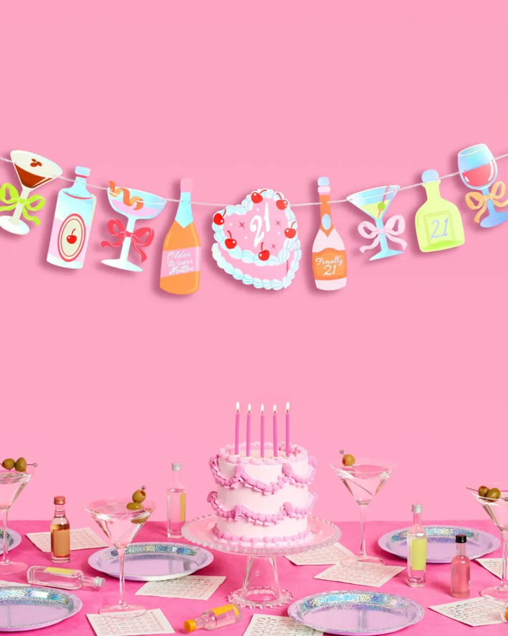 Best xo, Fetti 21st Birthday Banner - cocktail garland