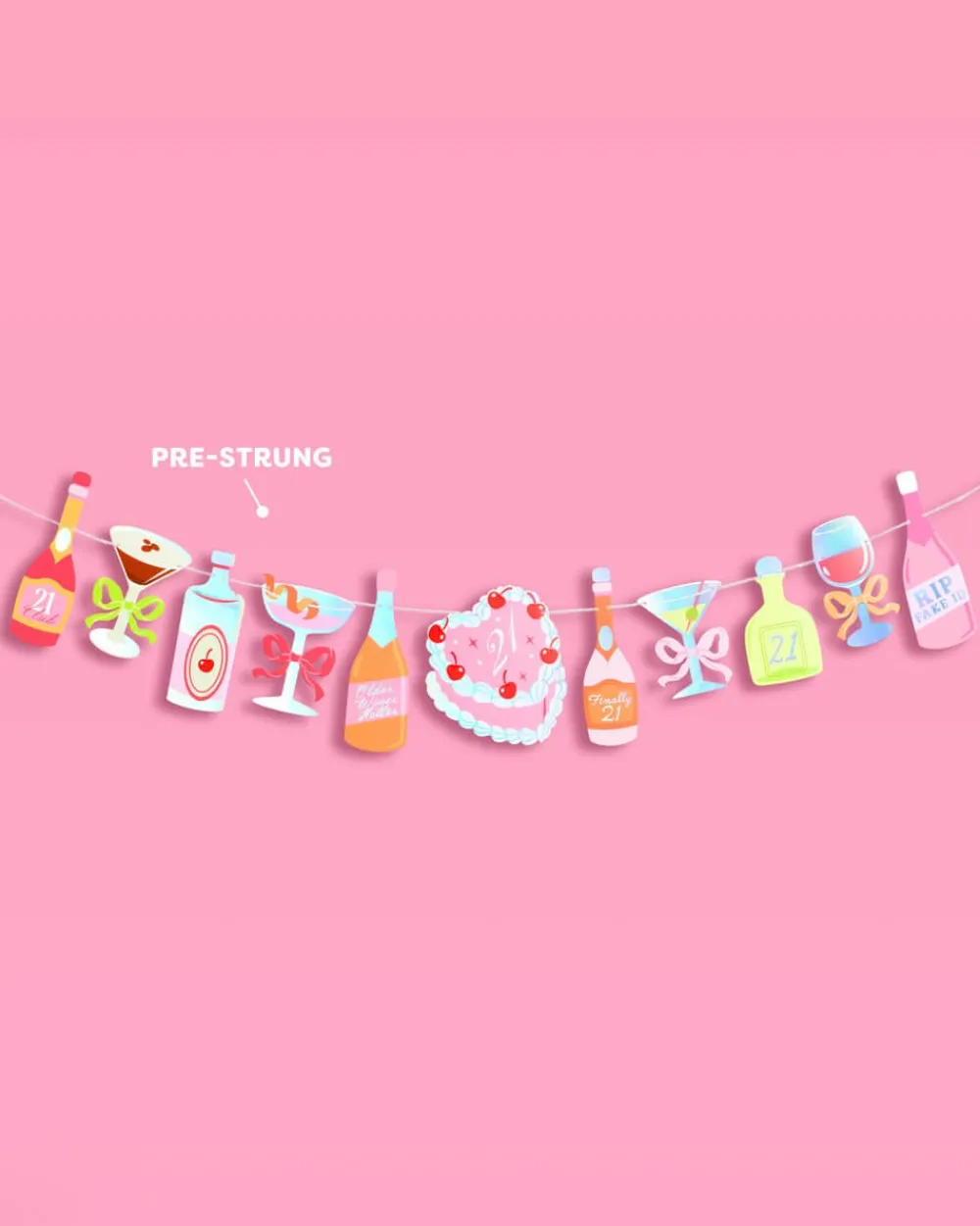 Best xo, Fetti 21st Birthday Banner - cocktail garland